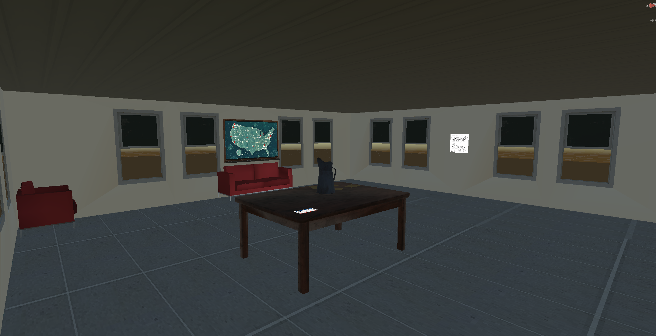 Interior clue room in the VR human-robot study