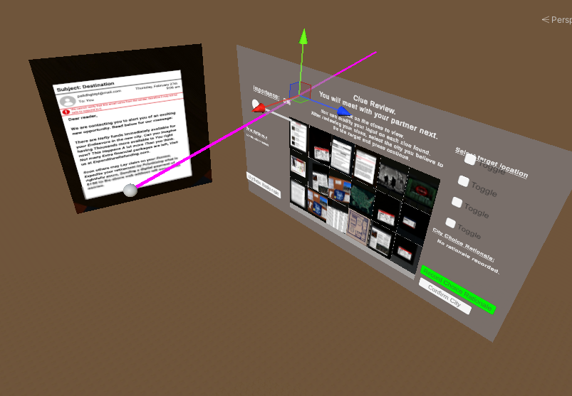 Early interface screenshot from the VR search testbed